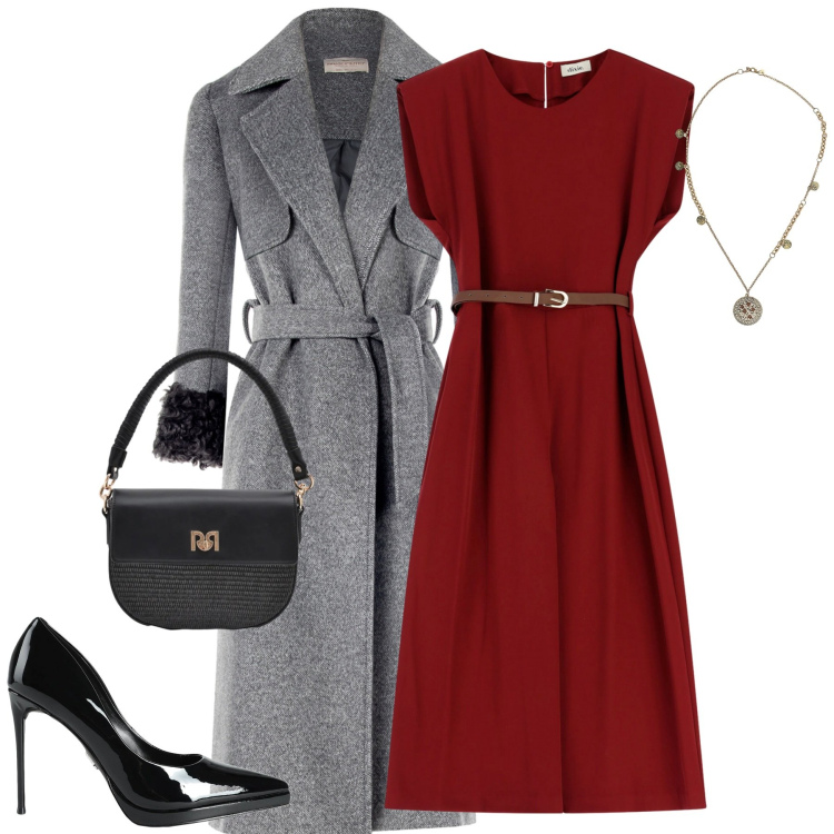 Outfit donna - Red. Stile Chic per Serata fuori. Abbinamento con décolleté, tute, ciondoli, cappotti, borse a spalla.