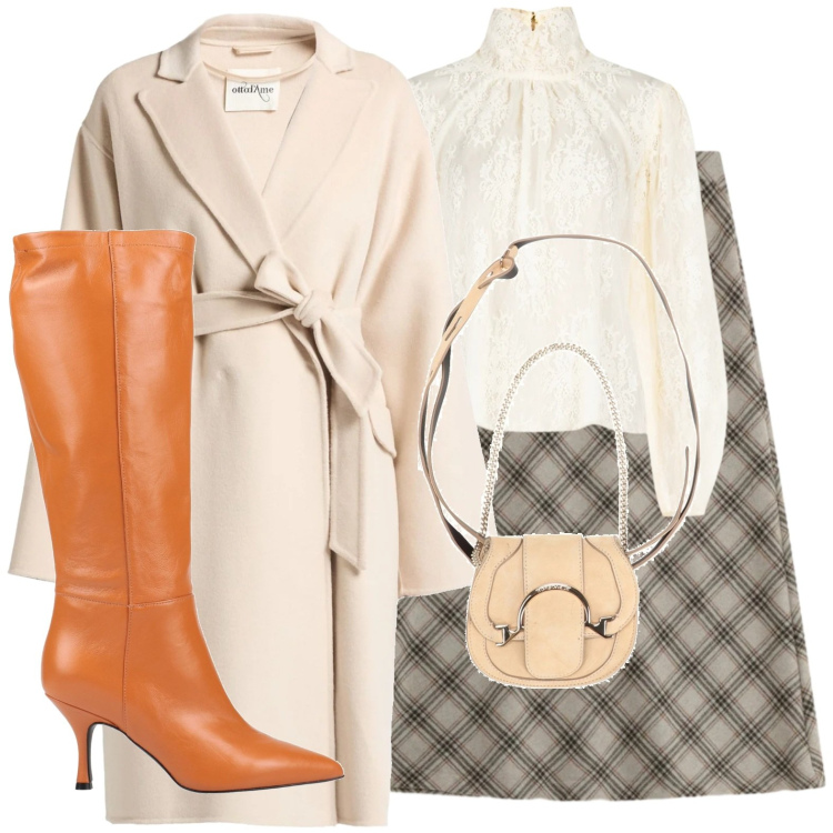 Outfit donna - Stivali arancioni. Stile Trendy per Tutti i giorni. Abbinamento con stivali, marsupi, cappotti, gonne longuette, bluse.