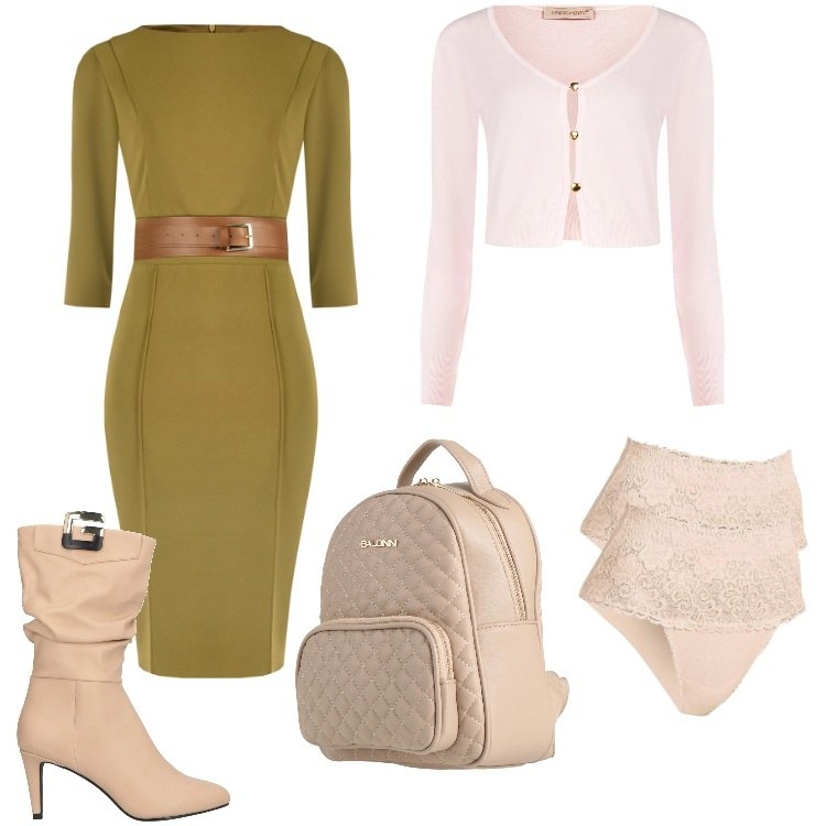 Outfit donna - Total look #2335171. Stile Minimal per Ufficio. Abbinamento con culotte, stivali, zaini, vestiti a tubino, cardigans.