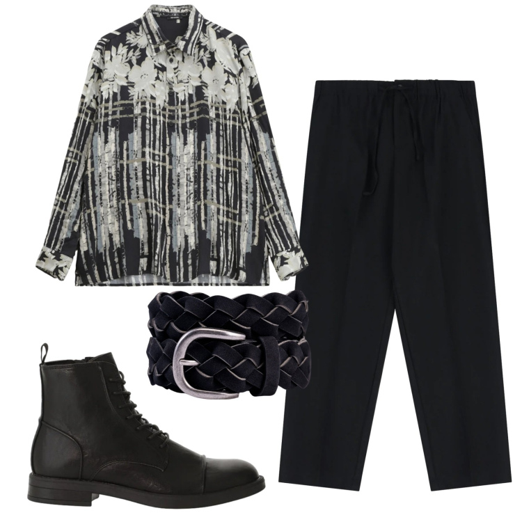 Outfit uomo - Total look #2335182. Stile Trendy per Ufficio. Abbinamento con camicie, pantaloni, anfibi, cinture.