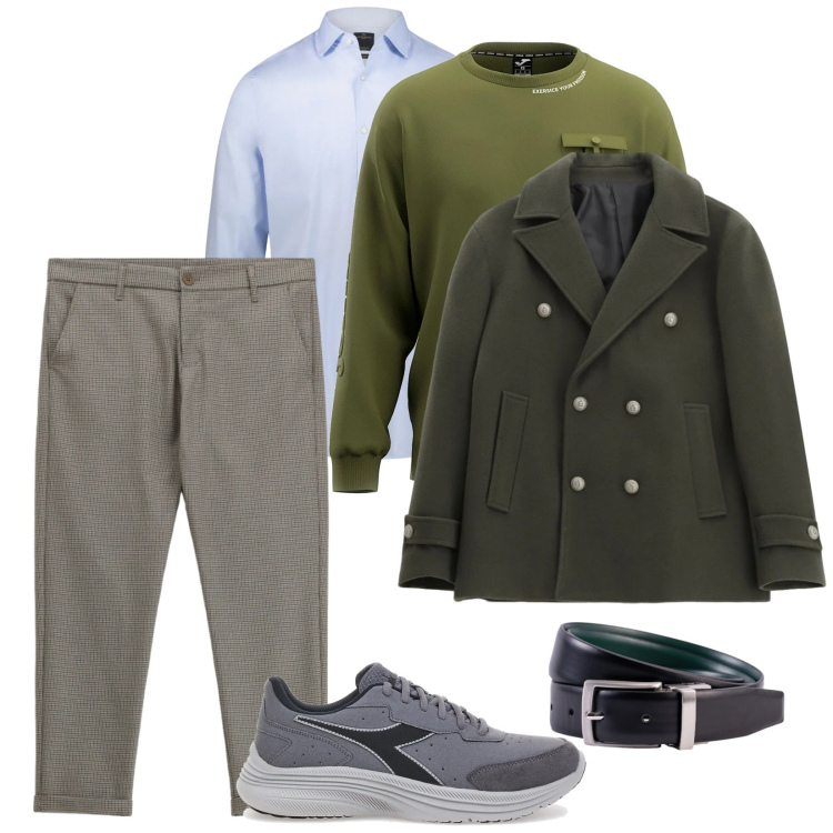 Outfit uomo - In città. per Tutti i giorni. Abbinamento con pantaloni, cappotti, camicie, sneakers, cinture, felpe.