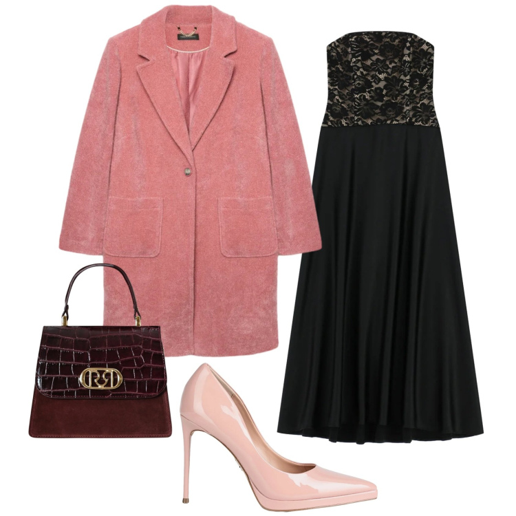 Outfit donna - San Valentino curvy style. Stile Bon Ton per Serata fuori. Abbinamento con décolleté, vestiti lunghi, borse a mano, cappotti.