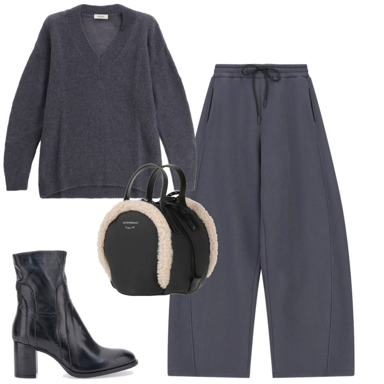 Outfit donna - Total look #2335277. Stile Casual per Tutti i giorni. Abbinamento con zaini, pantaloni a palazzo, maglieria, stivaletti.
