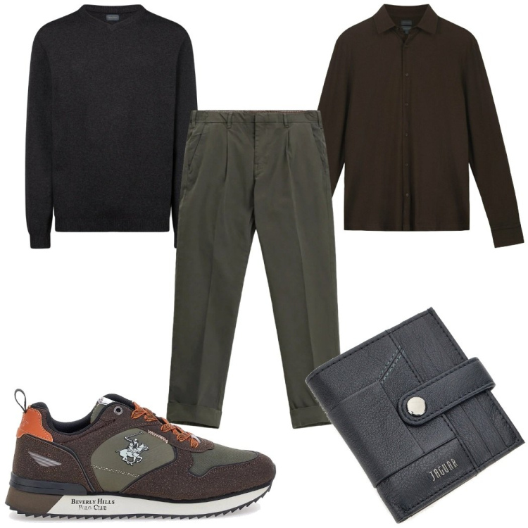 Outfit uomo - Total look #2335317. Stile Casual per Tutti i giorni. Abbinamento con pantaloni chino, maglieria, portafogli, sneakers, polo.