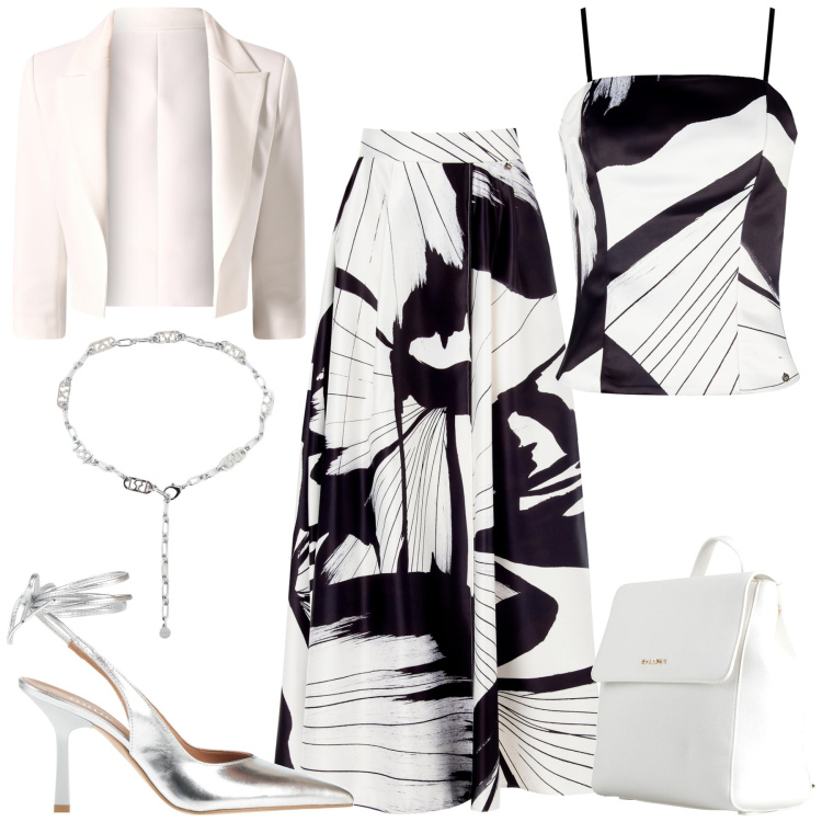 Outfit donna - Rinascimento. Stile Chic per Cerimonia. Abbinamento con décolleté, zaini, blazer, gonne lunghe, canottiere, cinture.