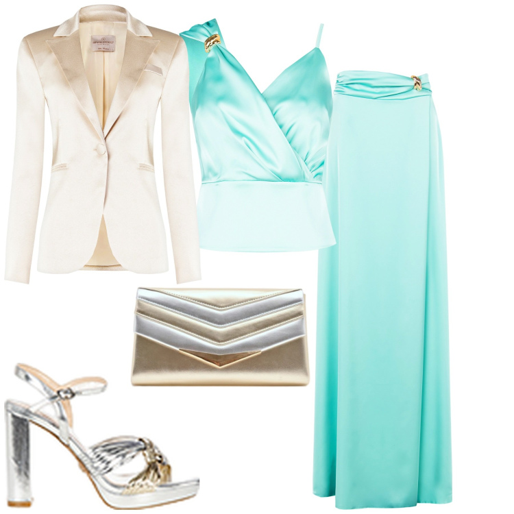 Outfit donna - Cerimonia. Stile Chic per Cerimonia. Abbinamento con sandali in pelle, blazer, gonne, top, pochette.
