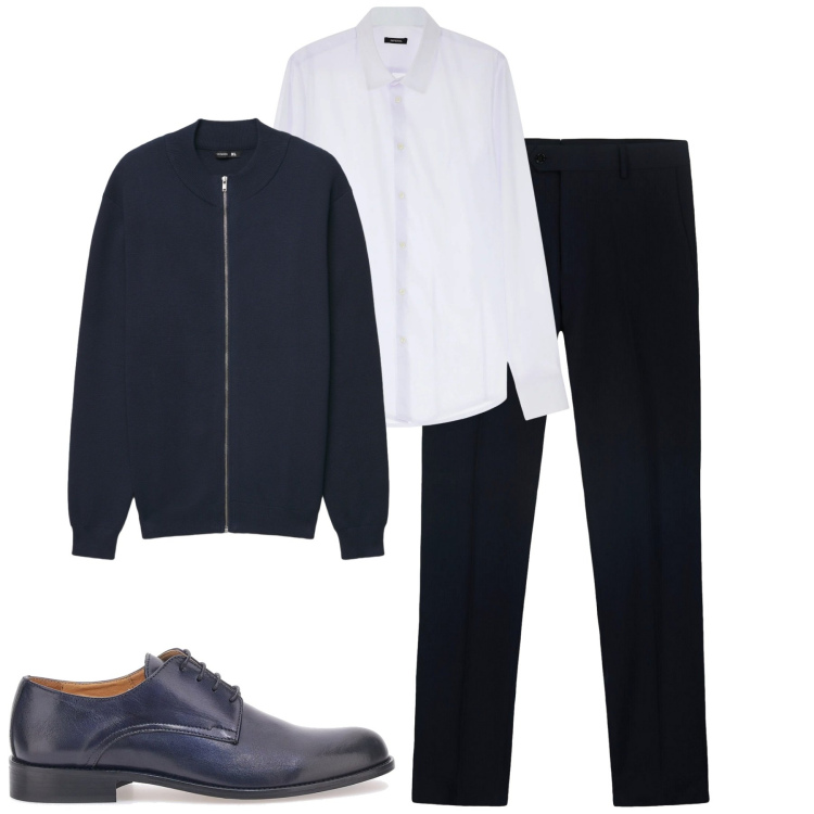 Outfit uomo - Total look #2335359. Stile Business/Elegante per Tutti i giorni. Abbinamento con camicie, cardigans, scarpe stringate, pantaloni.