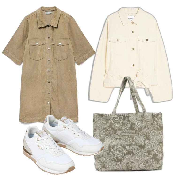 Outfit mujer - Casual look. Estilo Casual para Todos los días. Combinación con vestidos cortos, bolso tote, blazers, sneakers.