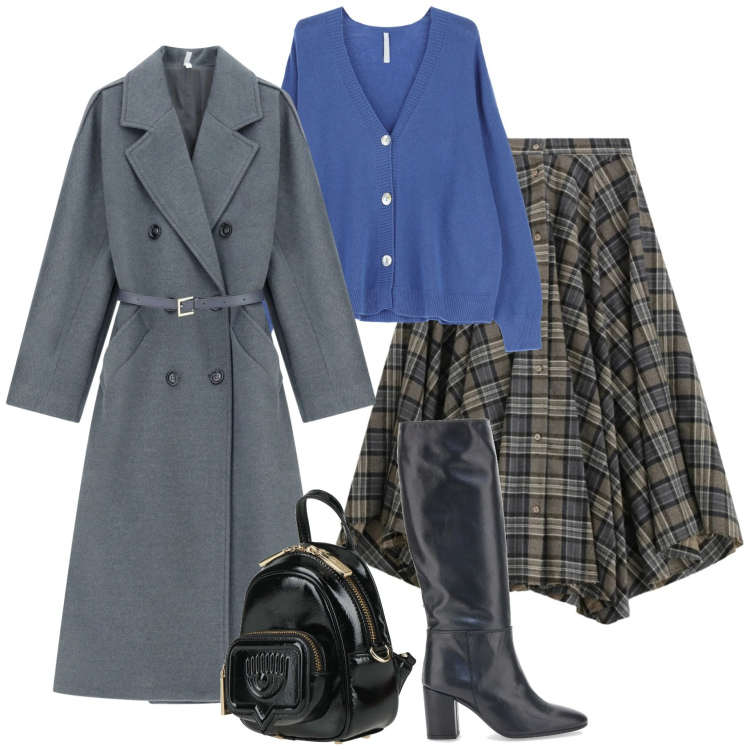 Outfit donna - Stile metropolitano. Stile Urban per Tutti i giorni. Abbinamento con zaini, cappotti, cardigans, gonne lunghe, stivali.
