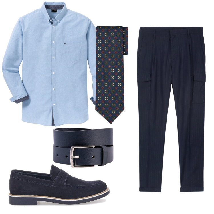 Outfit uomo - Total look #2335424. Stile Business/Elegante per Serata speciale. Abbinamento con camicie, pantaloni cargo, scarpe stringate, cinture, cravatte.