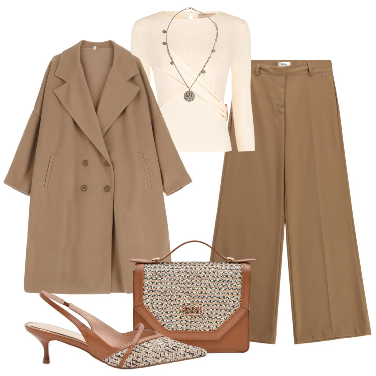 Outfit donna - Décolleté slingback 3 stagioni. Stile Chic per Serata fuori. Abbinamento con cappotti, pantaloni a palazzo, ciondoli, bluse, pochette, décolleté.