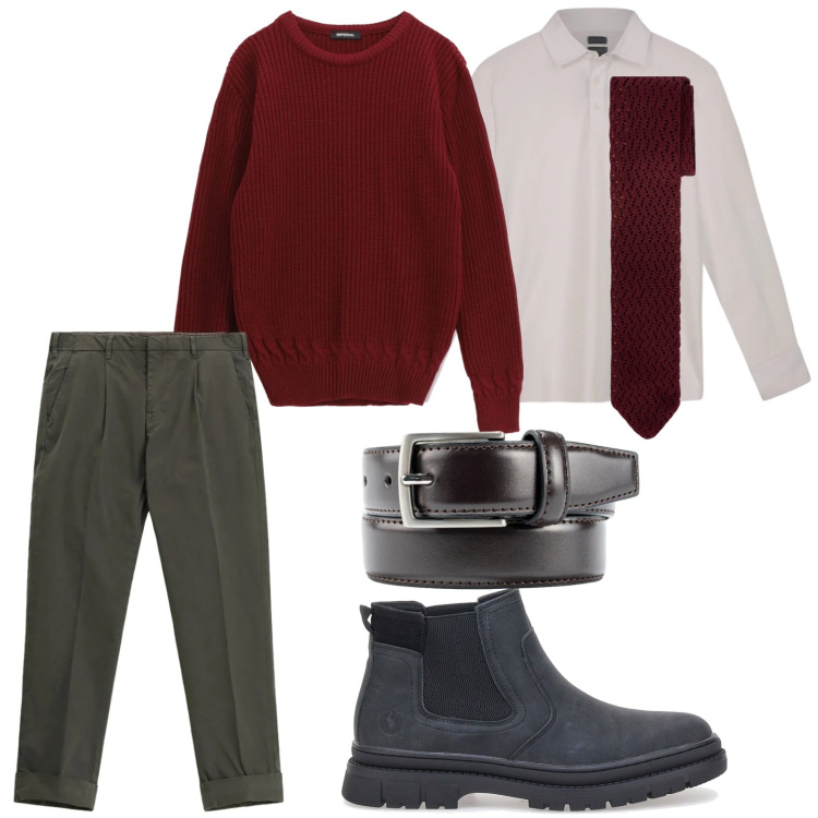 Outfit uomo - Serata informale. Stile Casual per Serata speciale. Abbinamento con maglieria, pantaloni chino, polo, stivali e stivaletti, cinture, cravatte.