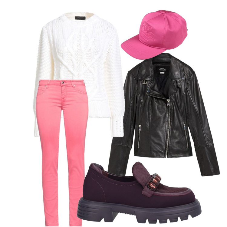 Outfit donna - Urban style. Stile Urban per Tutti i giorni. Abbinamento con blazer, pullovers, mocassini, cappelli con visiera, jeans.