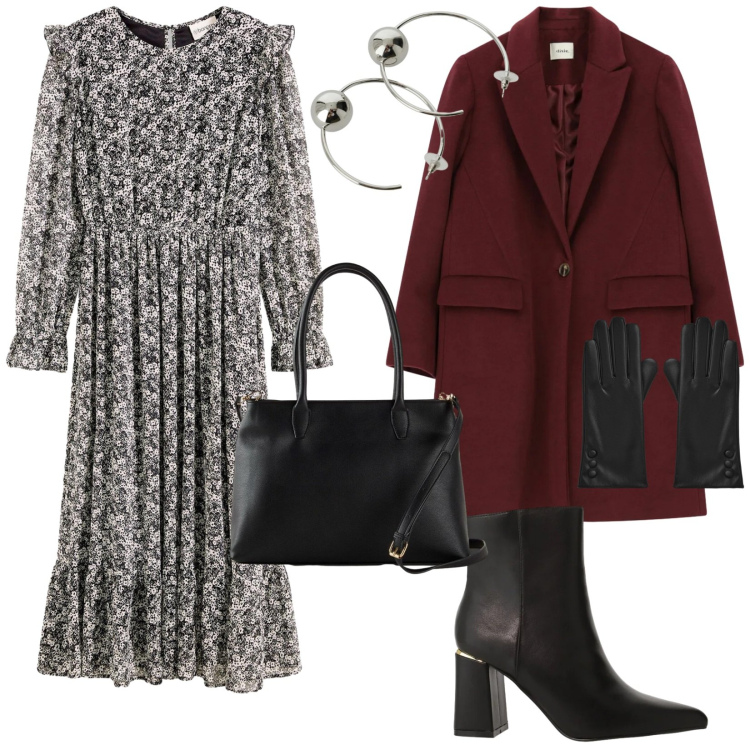 Outfit donna - Professoressa. per Scuola/Università. Abbinamento con borse a mano, vestiti midi/longuette, stivaletti, cappotti, orecchini, guanti.