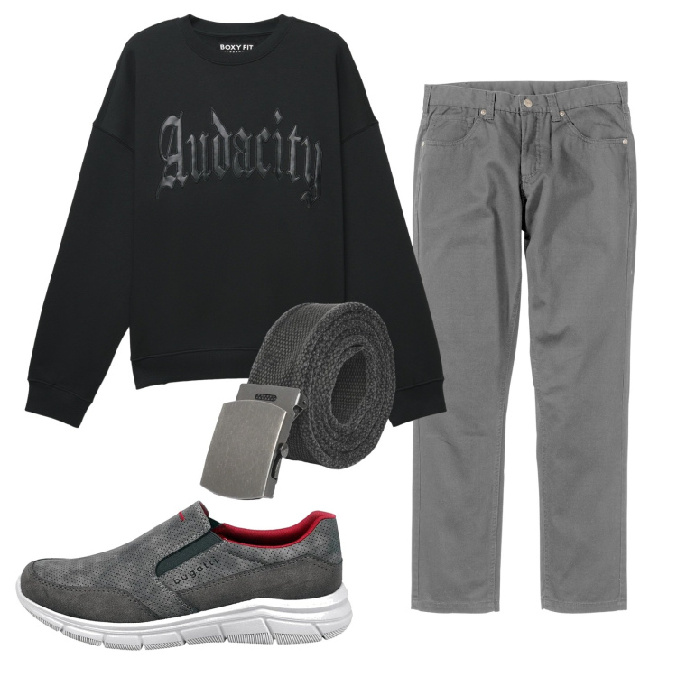Outfit uomo - Total look #2335464. Stile Casual per Tutti i giorni. Abbinamento con pantaloni, cinture, felpe, scarpe stringate.