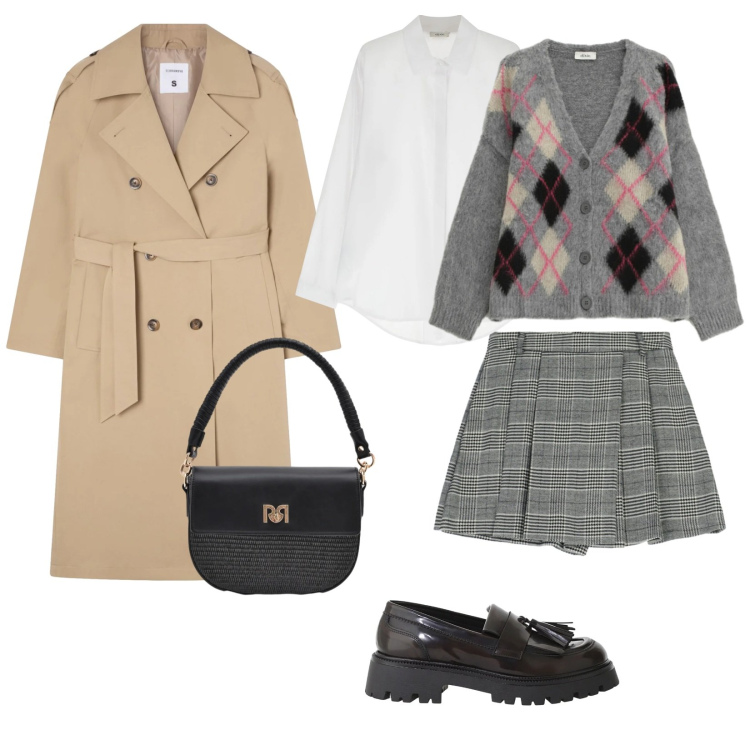 Outfit donna - College style. Stile Urban per Tutti i giorni. Abbinamento con shorts, camicie, mocassini, cardigans, trench, borse a spalla.