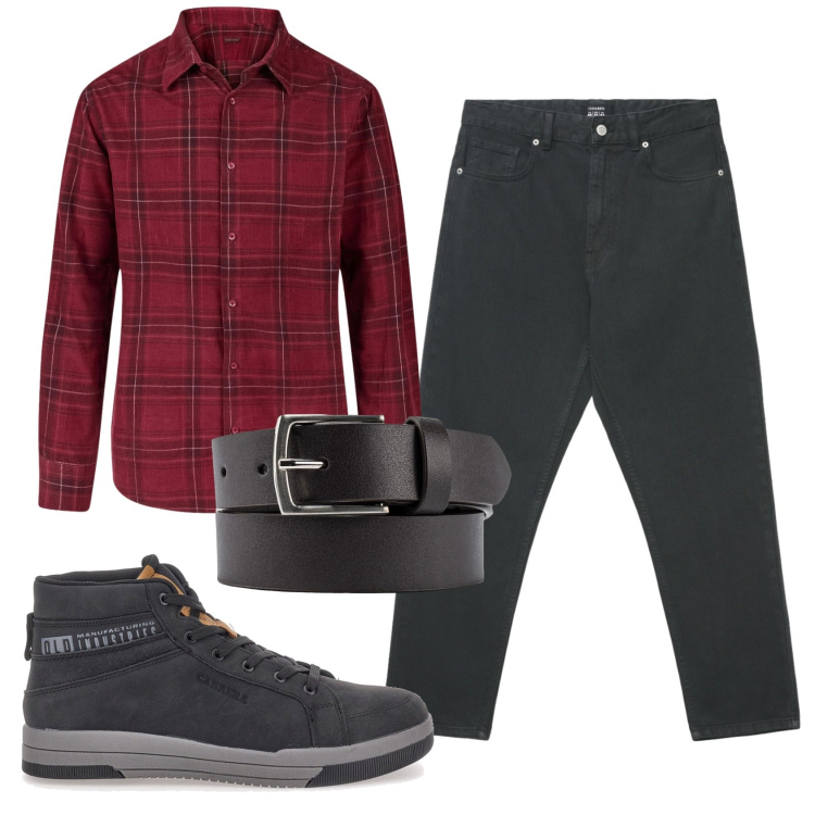 Outfit uomo - Total look #2335474. Stile Casual per Tutti i giorni. Abbinamento con jeans, sneakers, cinture, camicie.