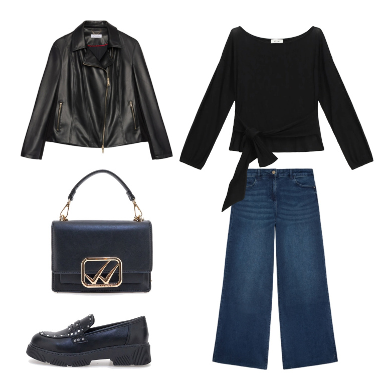 Outfit donna - Total look #2335495. Stile Casual per Tutti i giorni. Abbinamento con top, mocassini, borse a tracolla, jeans, giacche.