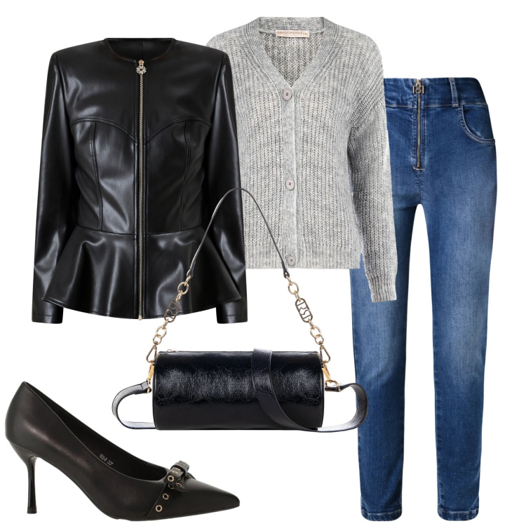 Outfit donna - City. Stile Casual chic per Tutti i giorni. Abbinamento con décolleté, giacche, cardigans, jeans skinny, borse a mano.