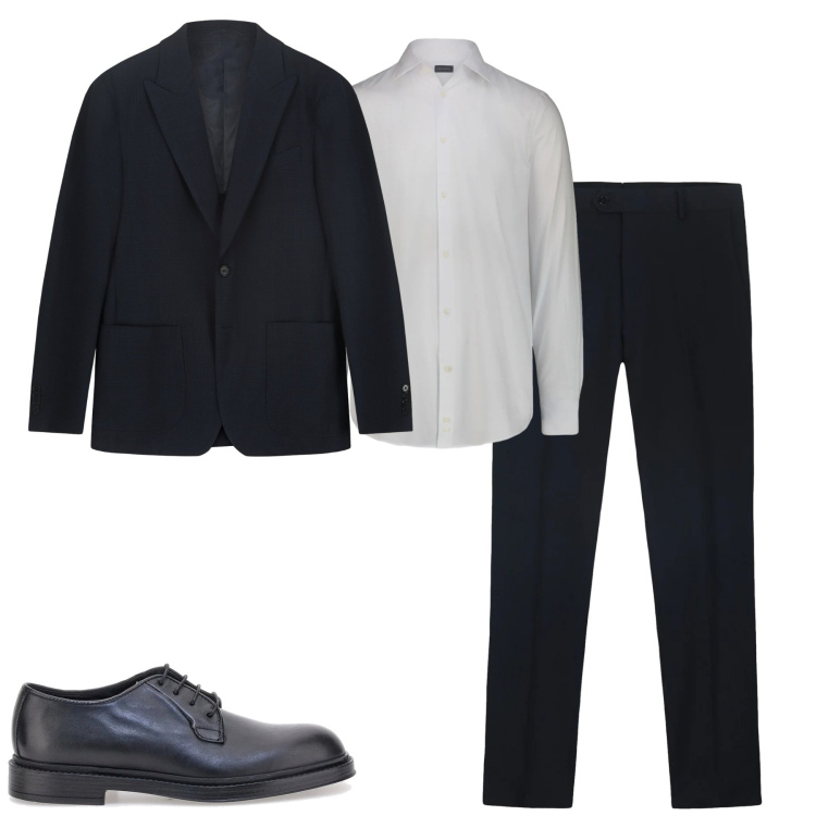 Outfit uomo - Business. Stile Business/Elegante per Tutti i giorni. Abbinamento con giacche, camicie, pantaloni, scarpe stringate.