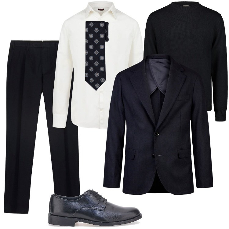 Outfit uomo - Total look #2335532. Stile Business/Elegante per Ufficio. Abbinamento con giacche, maglieria, scarpe stringate, pantaloni, camicie, cravatte.