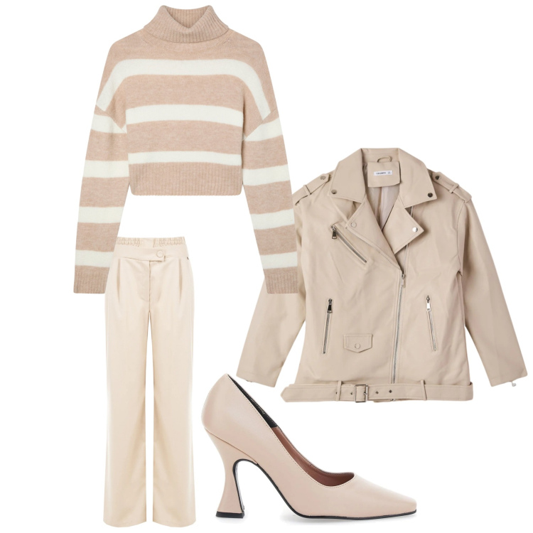 Outfit donna - Tacchi rock. Stile Chic per Serata fuori. Abbinamento con maglieria, giacche, pantaloni a palazzo, décolleté.