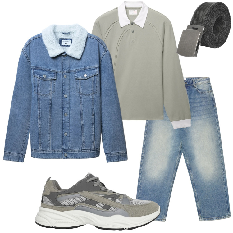 Outfit uomo - Casual Terranova. Stile Casual per Tutti i giorni. Abbinamento con polo, sneakers, cinture, giacche, jeans dritti.