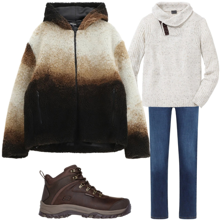 Outfit uomo - Total look #2335602. Stile Casual per Tutti i giorni. Abbinamento con maglieria, jeans dritti, giacche, scarpe sportive.