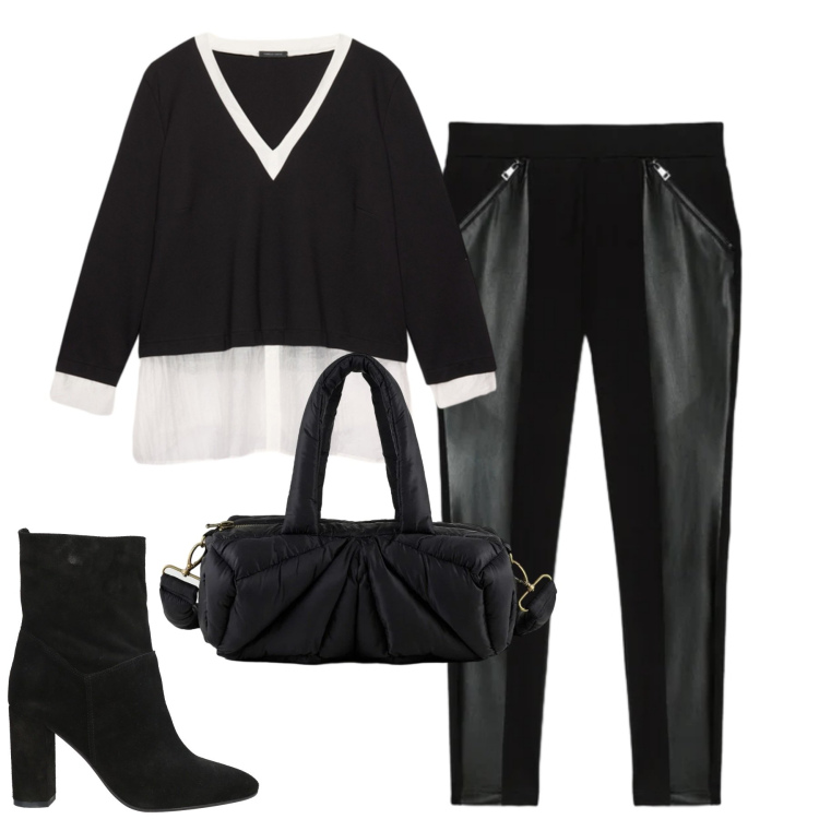 Outfit donna - Fiorella Rubino. Stile Casual chic per Tutti i giorni. Abbinamento con stivaletti, borse a mano, camicie, leggings.