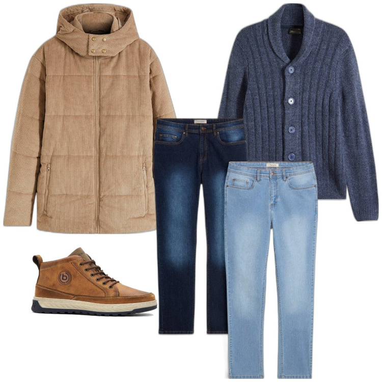 Outfit homme - Urban #578. Style Urban pour Tous les jours. Assortir avec pulls, jean coupe droite, doudounes, bottes.