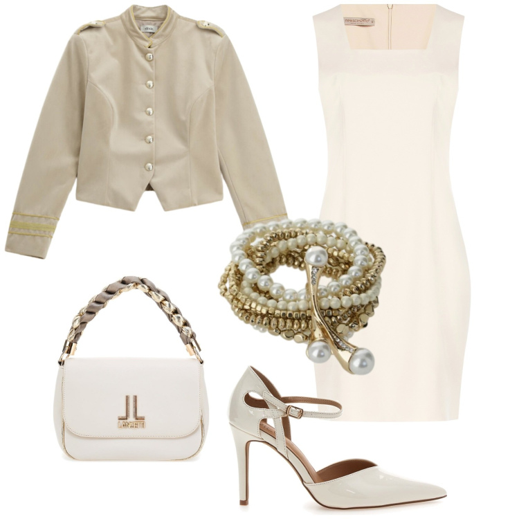 Outfit donna - Total look #2335656. Stile Glamour per Cerimonia. Abbinamento con blazer, braccialetti, vestiti a tubino, décolleté, borse a tracolla.