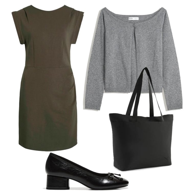 Outfit mujer - Basic look. Estilo Basic para Todos los días. Combinación con vestidos largos, blazers, bailarinas, bolso tote.