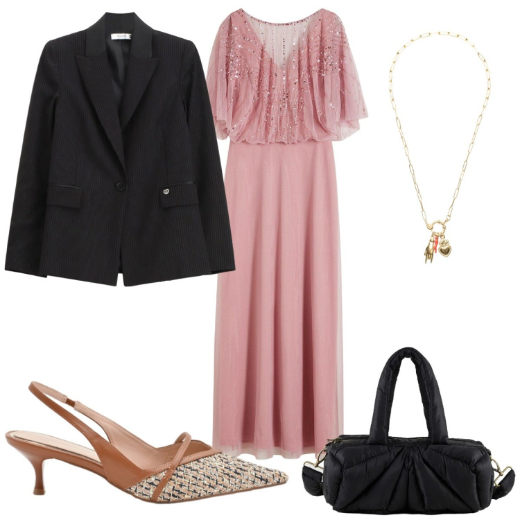 Outfit donna - Total look #2335797. Stile Romantica per Cerimonia. Abbinamento con vestiti lunghi, décolleté, blazer, ciondoli, borse a mano.
