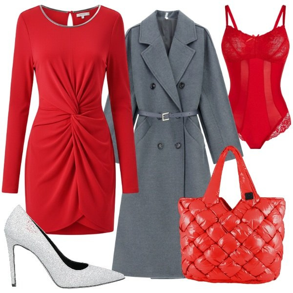 Outfit donna - Che Passione!. Stile Romantica per Serata fuori. Abbinamento con body, décolleté, cappotti, vestiti a tubino, borse tote.