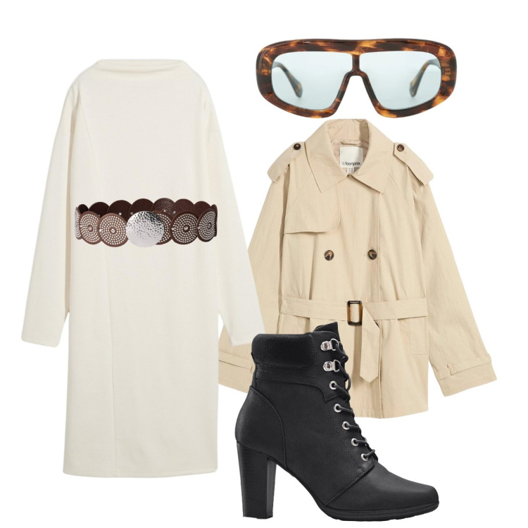 Outfit donna - S. Valentino. Stile Minimal per Cerimonia. Abbinamento con stivaletti, vestiti midi/longuette, trench, occhiali da sole, cinture.