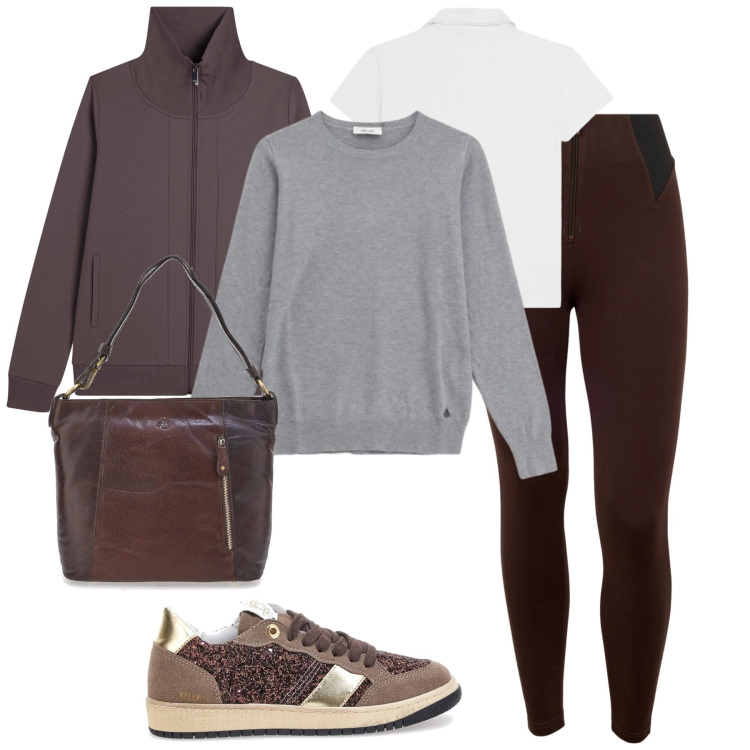 Outfit donna - City. Stile Casual per Tutti i giorni. Abbinamento con maglieria, pantaloni skinny, t-shirt, felpe, sneakers, borse a spalla.