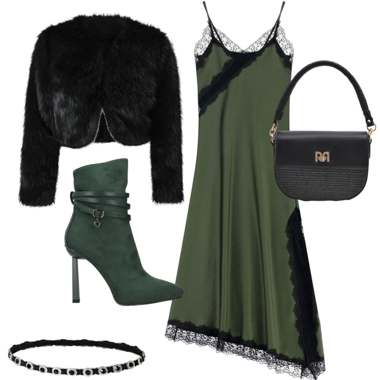 Outfit donna - Serata. Stile Sexy per Serata fuori. Abbinamento con stivaletti, vestiti asimmetrici, blazer, cinture, borse a spalla.