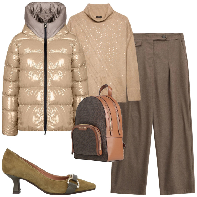 Outfit donna - Total look #2335961. Stile Urban per Tutti i giorni. Abbinamento con zaini, décolleté, pantaloni, piumini, maglieria.