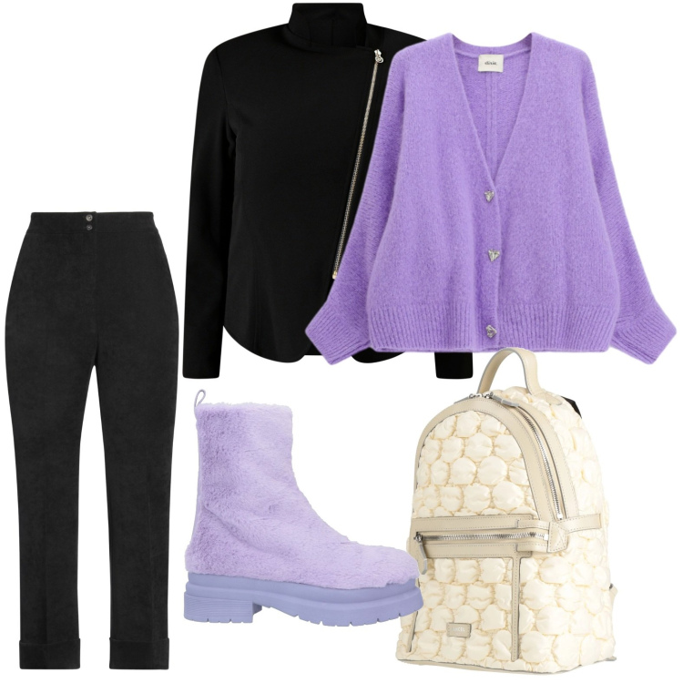 Outfit donna - Gli stivali di velluto. Stile Minimal per Tutti i giorni. Abbinamento con stivaletti, zaini, pantaloni, cardigans, blazer.