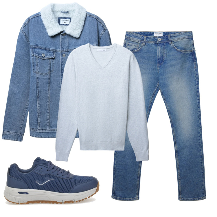 Outfit uomo - Total look #2336009. Stile Casual per Tutti i giorni. Abbinamento con giacche, maglieria, jeans dritti, sneakers.