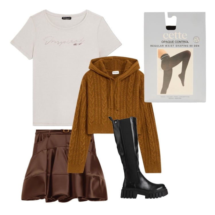 Outfit donna - Pullover young. Stile Urban per Scuola/Università. Abbinamento con stivali, maglieria, collant, minigonne, t-shirt.