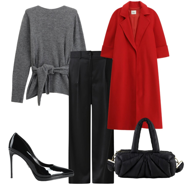 Outfit donna - Total look #2336066. Stile Glamour per Ufficio. Abbinamento con décolleté, maglieria, cappotti, pantaloni, borse a mano.