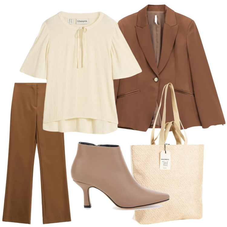 Outfit donna - La shopper crema. Stile Urban per Tutti i giorni. Abbinamento con tuniche, blazer, pantaloni, borse tote, stivaletti.