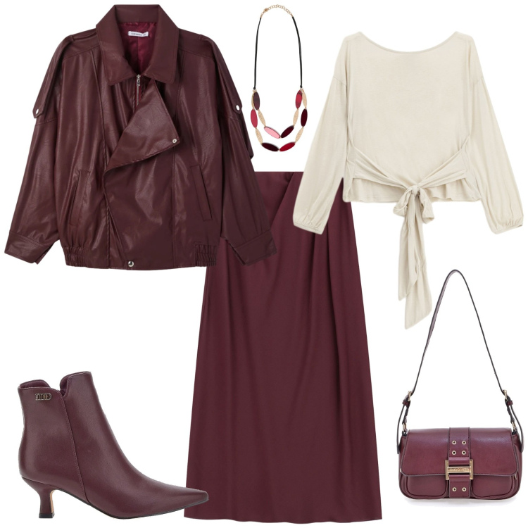 Outfit donna - Rock chic ogni giorno. Stile Rock per Tutti i giorni. Abbinamento con gonne lunghe, top, giacche, stivaletti, collane, borse a tracolla.