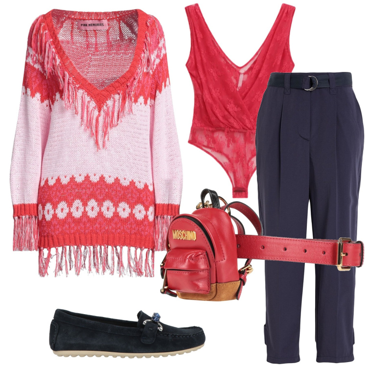 Outfit donna - Total look #2336130. Stile Casual chic per Serata fuori. Abbinamento con pullovers, marsupi, pantaloni, mocassini, body.