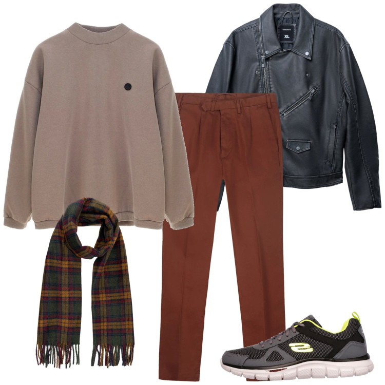 Outfit uomo - La sciarpa tartan. Stile Casual per Tutti i giorni. Abbinamento con giacche, pantaloni, sciarpe, felpe, sneakers.