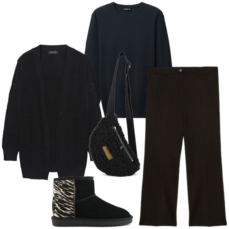 Outfit donna - Total look #2336188. Stile Casual chic per Tutti i giorni. Abbinamento con pullovers, marsupi, stivali, pantaloni, cardigans.