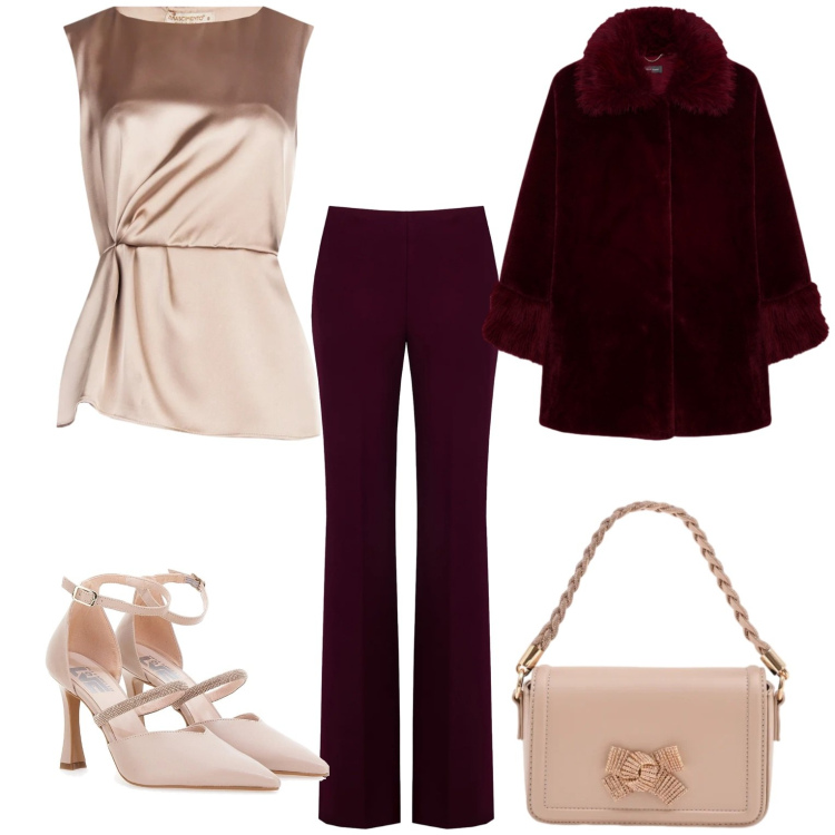 Outfit donna - Total look #2336190. Stile Chic per Serata fuori. Abbinamento con bluse, pantaloni a palazzo, pochette, cappotti, décolleté.