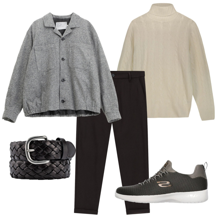 Outfit uomo - Blazer bomber. Stile Casual per Tutti i giorni. Abbinamento con pantaloni, cappotti, sneakers, cinture, maglieria.