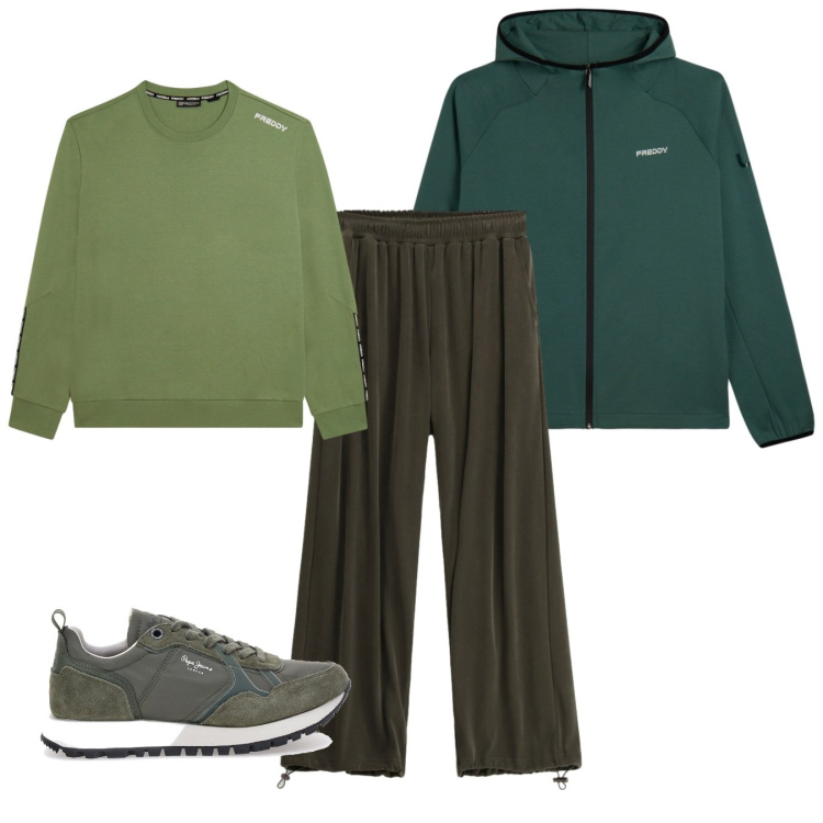 Outfit uomo - Urban green. Stile Urban per Tutti i giorni. Abbinamento con pantaloni, felpe, felpe con cappuccio, sneakers.